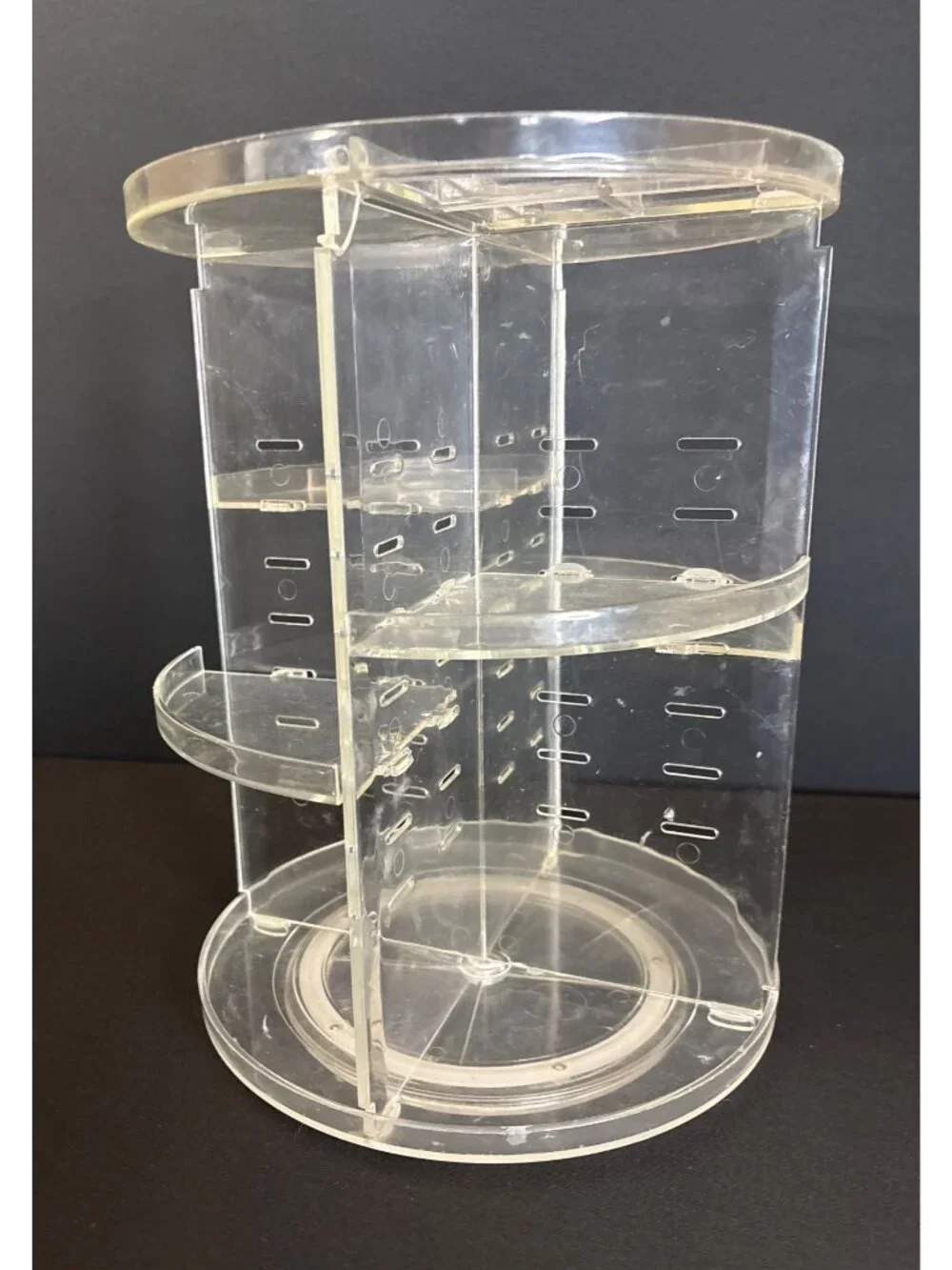 Clear Acrylic Makeup Organizer Storage Carousel With Adjustable Compartments